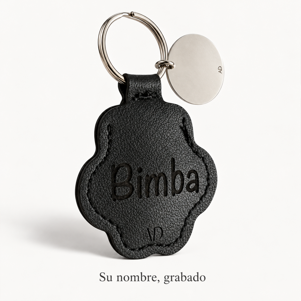 Vegan Leather Keychain with Engraved Pet Charm