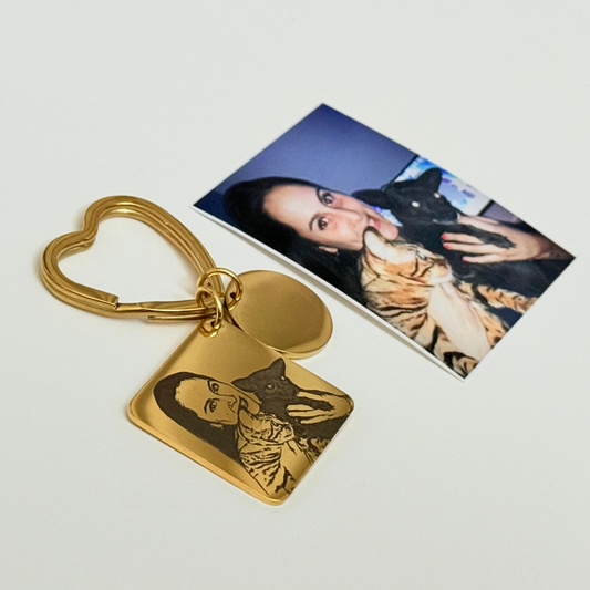 Llavero con dije doble- Retrato personas