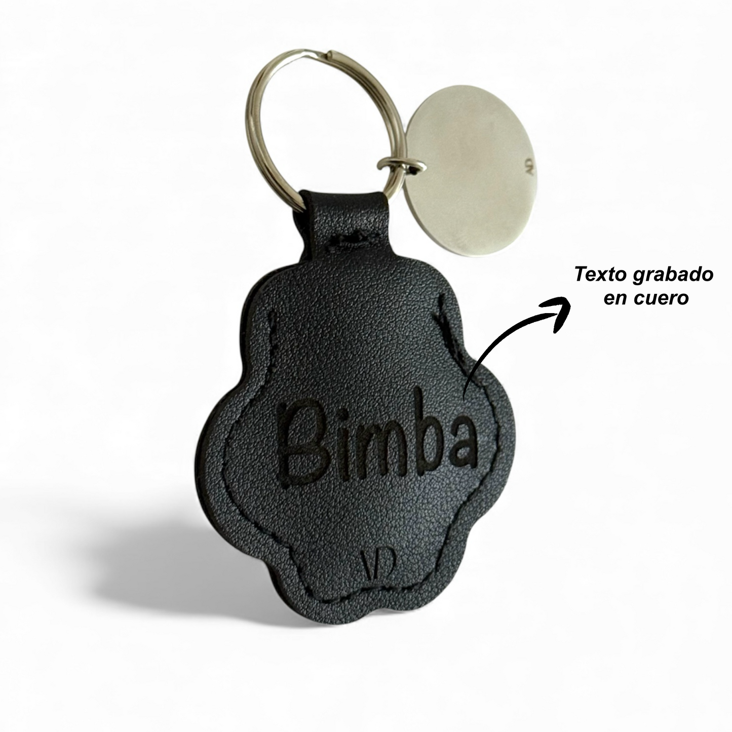 Llavero de Cuero Vegano con dije grabado de mascota