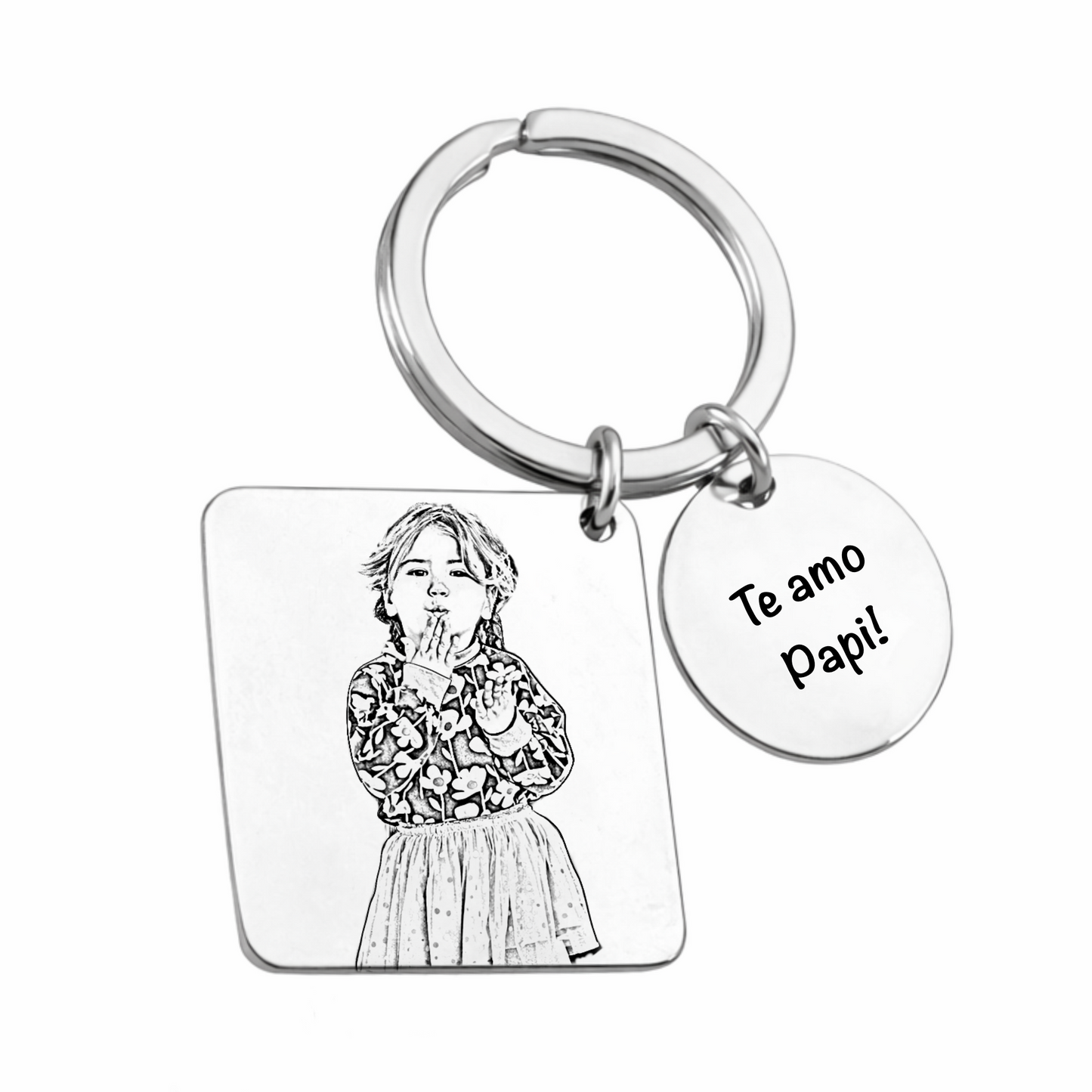 Llavero con dije doble- Retrato personas