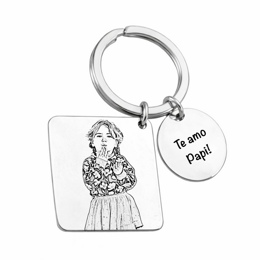 Llavero con dije doble- Retrato personas